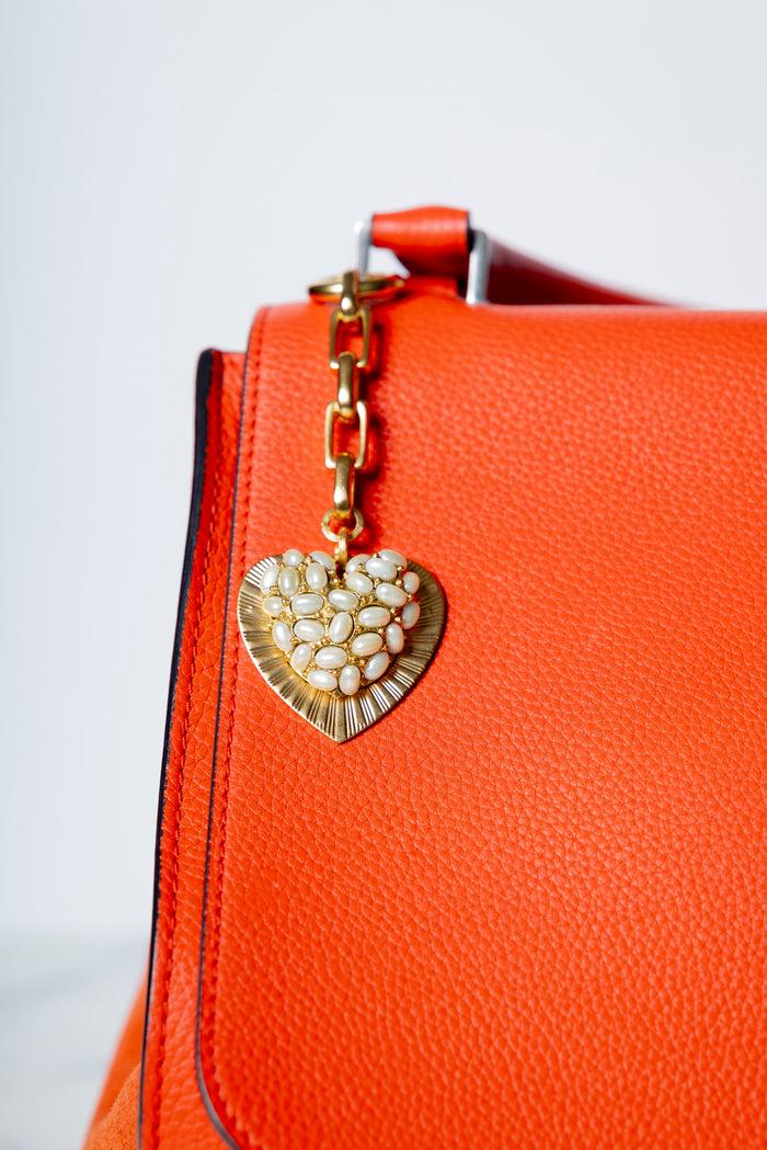 Elizabeth Cole Double Love Bag Charm Pearl