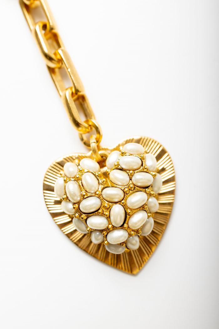 Elizabeth Cole Double Love Bag Charm Pearl