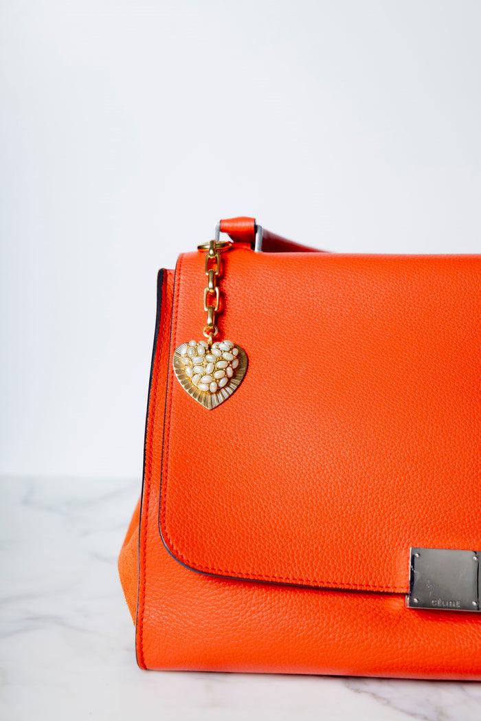 Elizabeth Cole Double Love Bag Charm Pearl