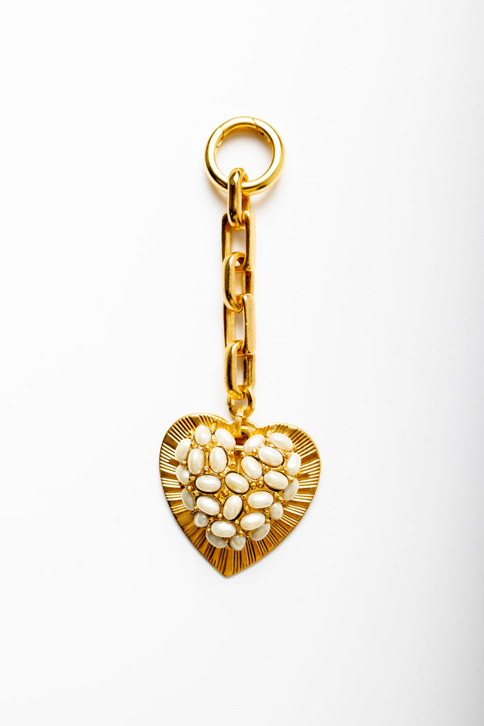 elizabeth cole Double Love Bag Charm Pearl