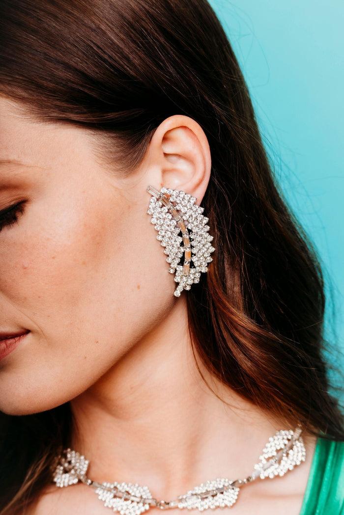 Elizabeth Cole Fern Earrings Crystal