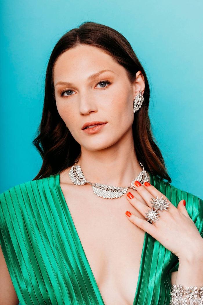 Elizabeth Cole Fern Necklace Crystal