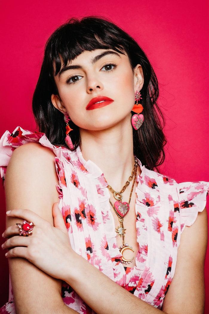 Elizabeth Cole Heart Of Tefiti Necklace Pink