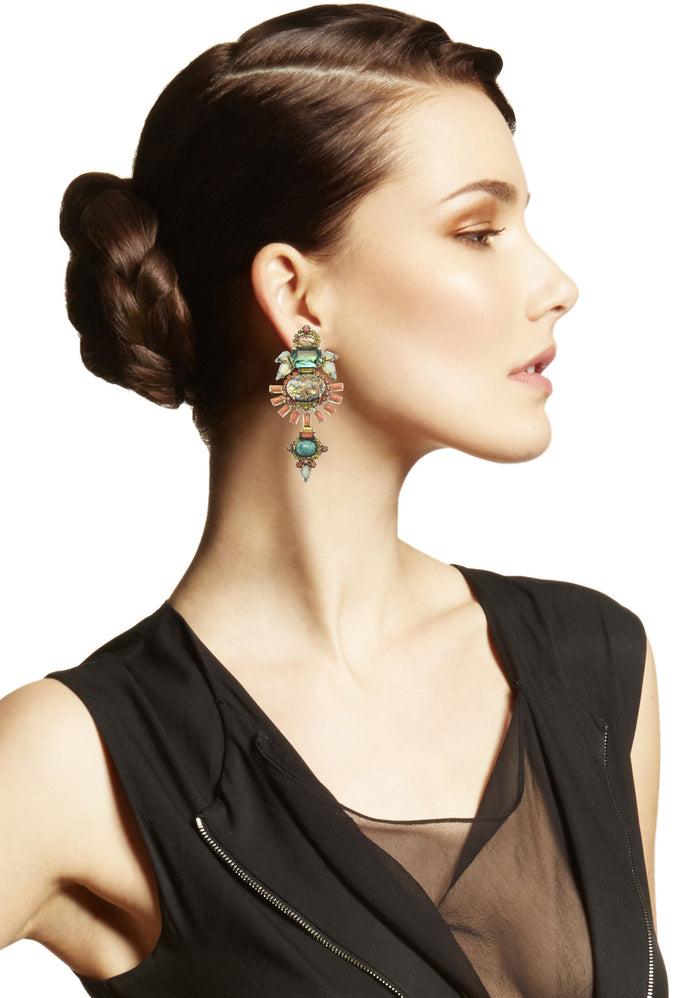 Elizabeth Cole Henning Earring Fire Opal