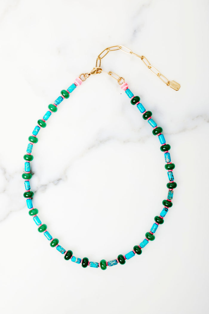 elizabeth cole Kaelin Necklace Turquoise & Green