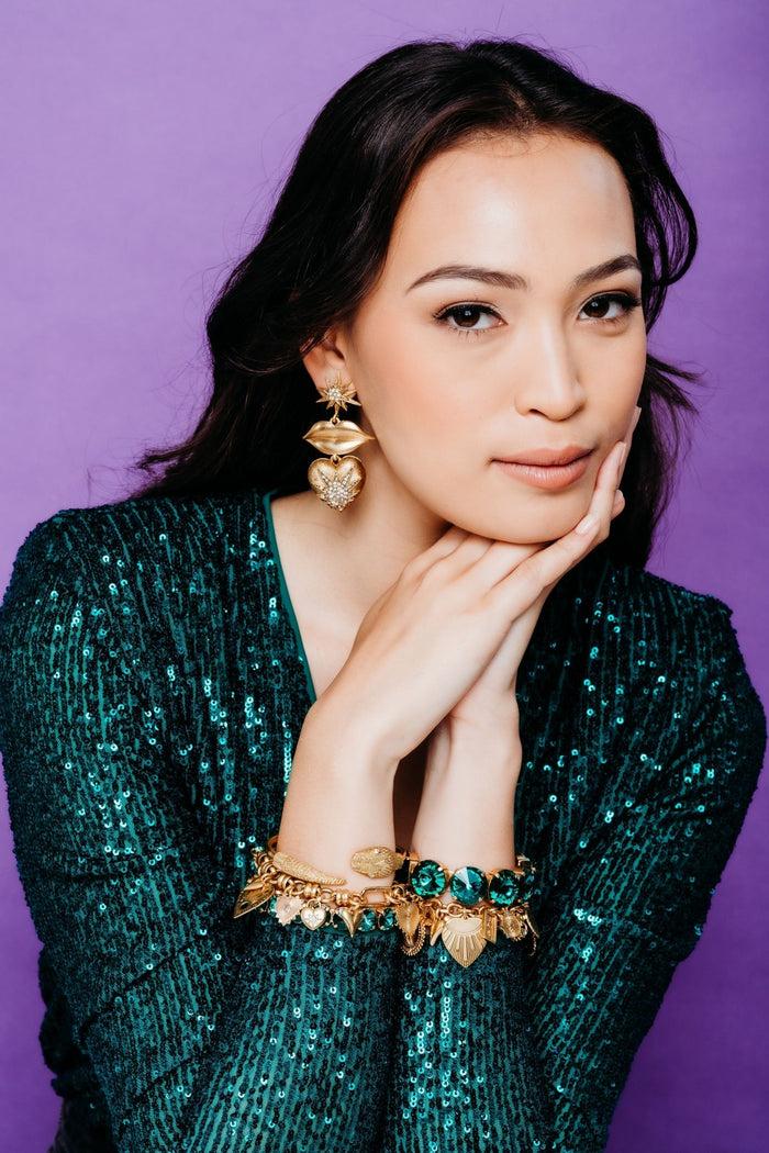 Elizabeth Cole Kiss Me Earrings Gold