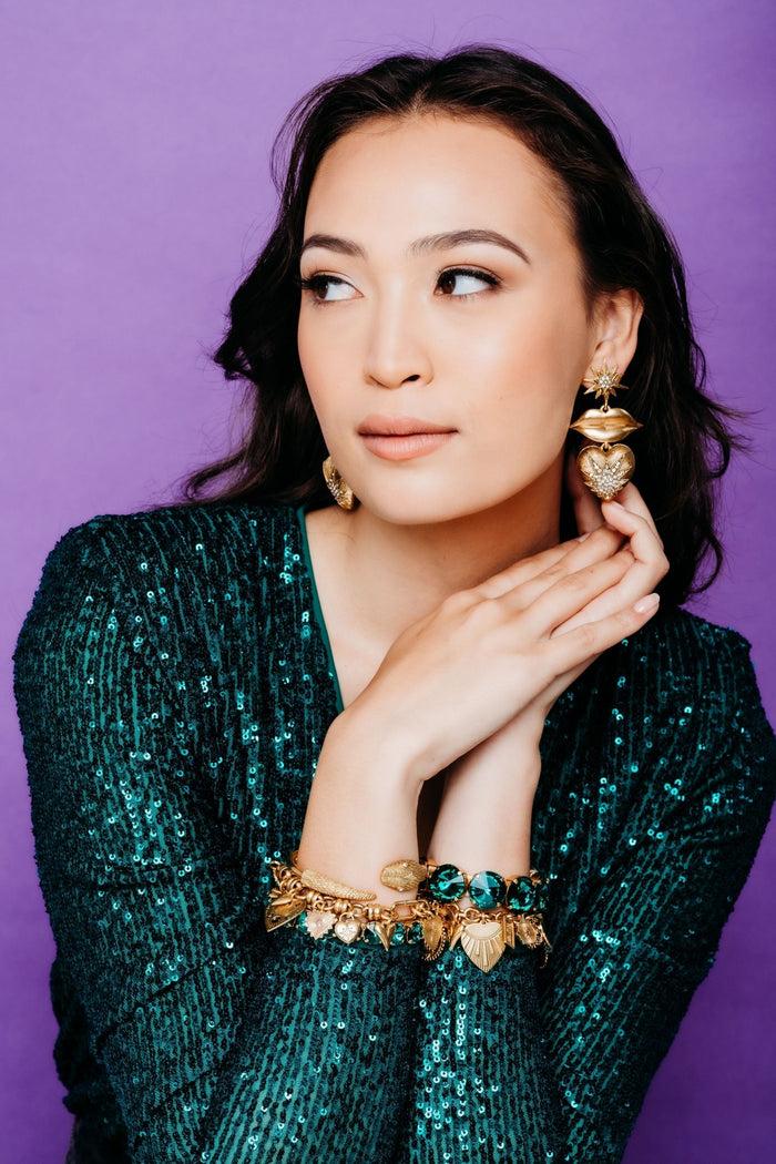 Elizabeth Cole Kiss Me Earrings Gold