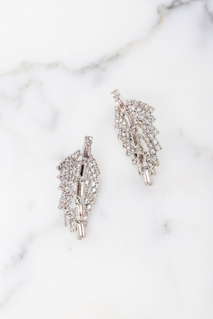 elizabeth cole Leafy Earrings Crystal