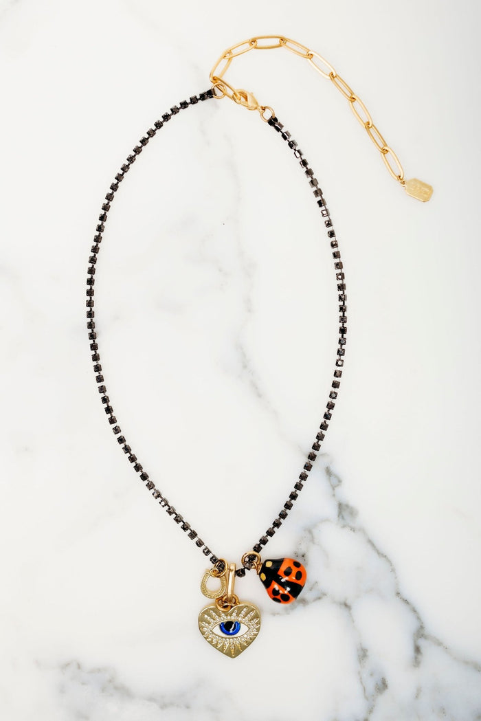 elizabeth cole Lovebug Necklace Crystal