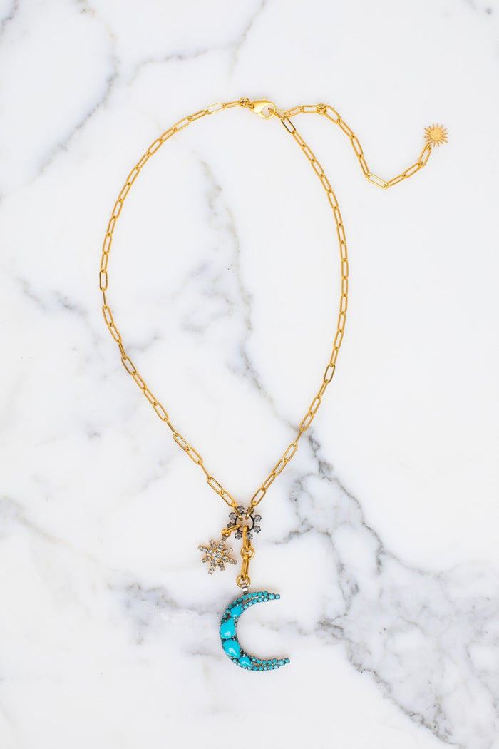 elizabeth cole Luna Necklace Turquoise