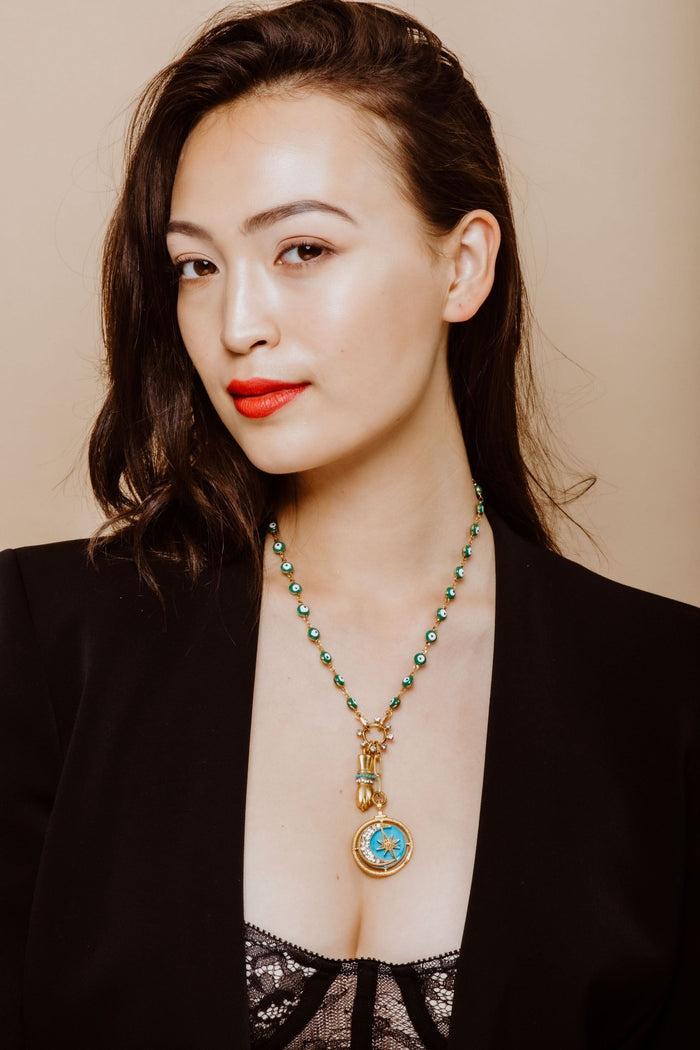 Elizabeth Cole Mano Necklace Green