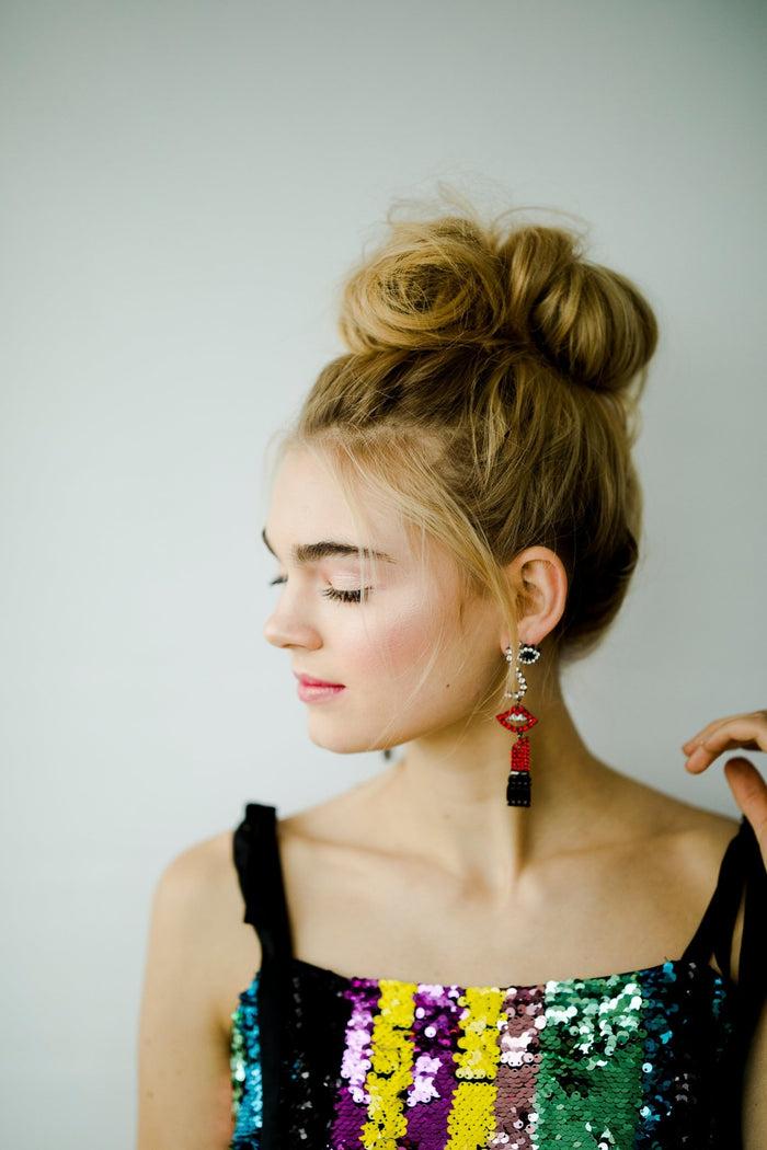 Elizabeth Cole Moulin Earrings Red