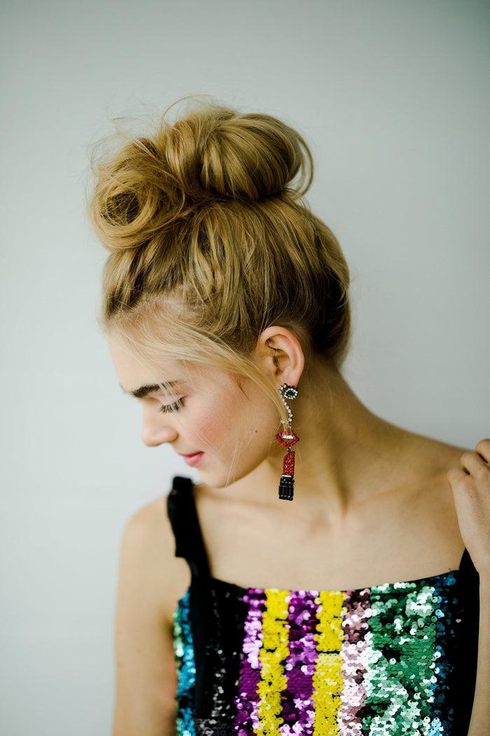 Elizabeth Cole Moulin Earrings Red