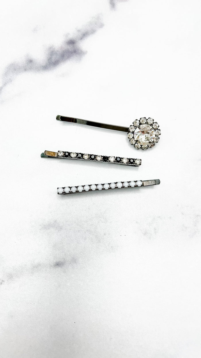 Elizabeth Cole Multi Barrettes Clear Crystal