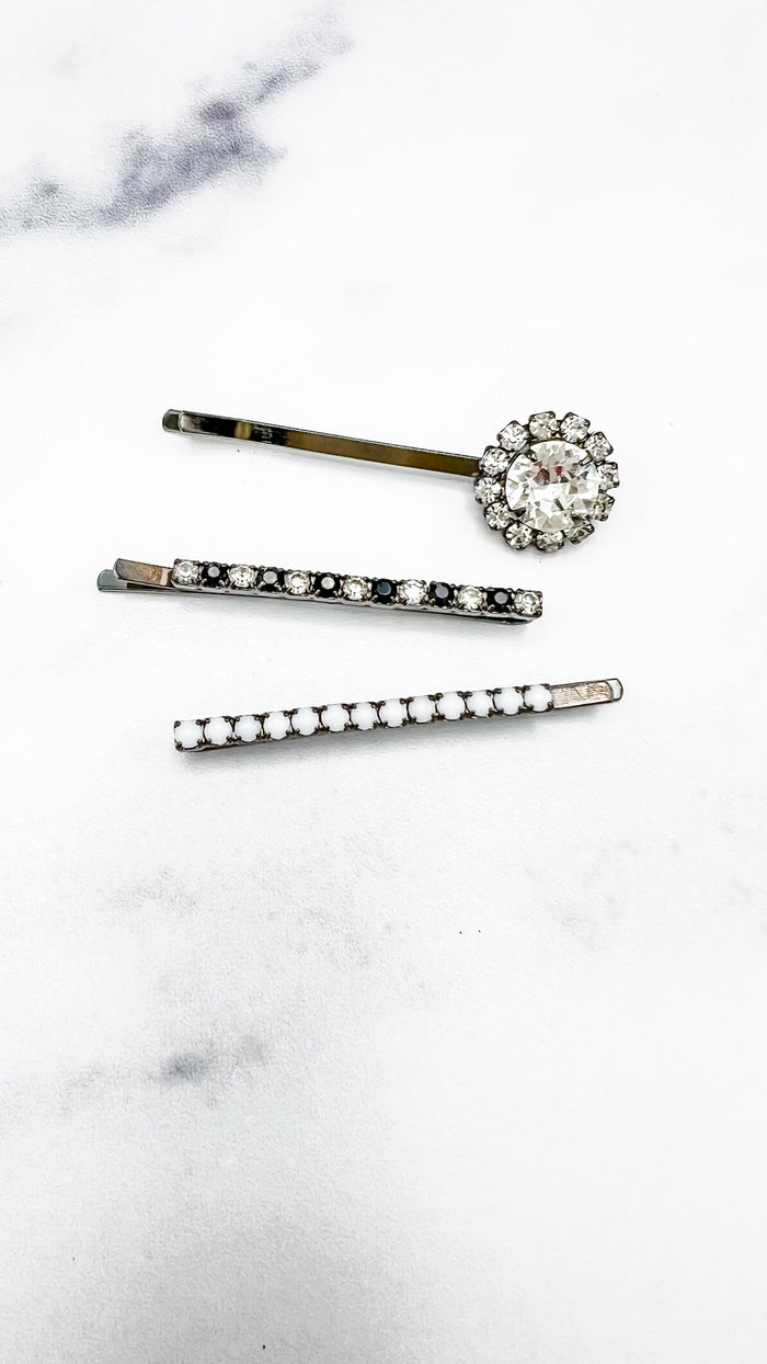 Elizabeth Cole Multi Barrettes Clear Crystal