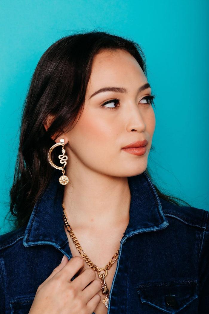 Elizabeth Cole Nagini Earrings Crystal