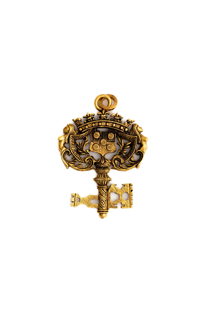 elizabeth cole Ornate Golden Key Charm Gold