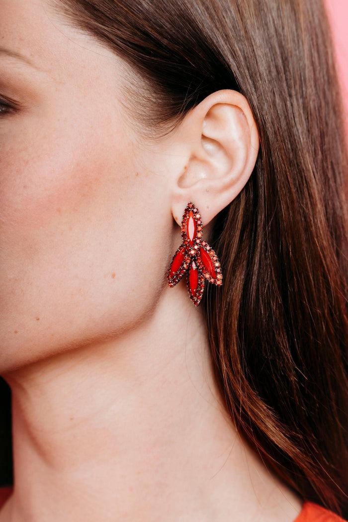 Elizabeth Cole Petite Bacall Earrings Red