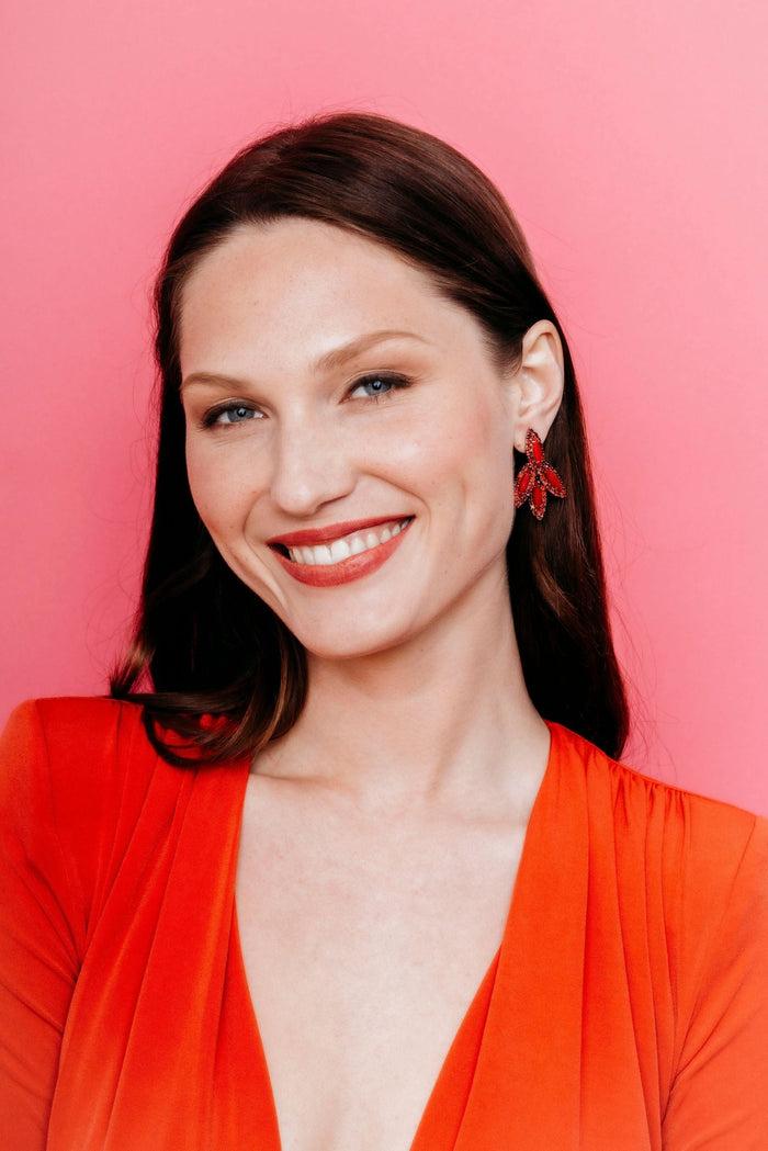 Elizabeth Cole Petite Bacall Earrings Red