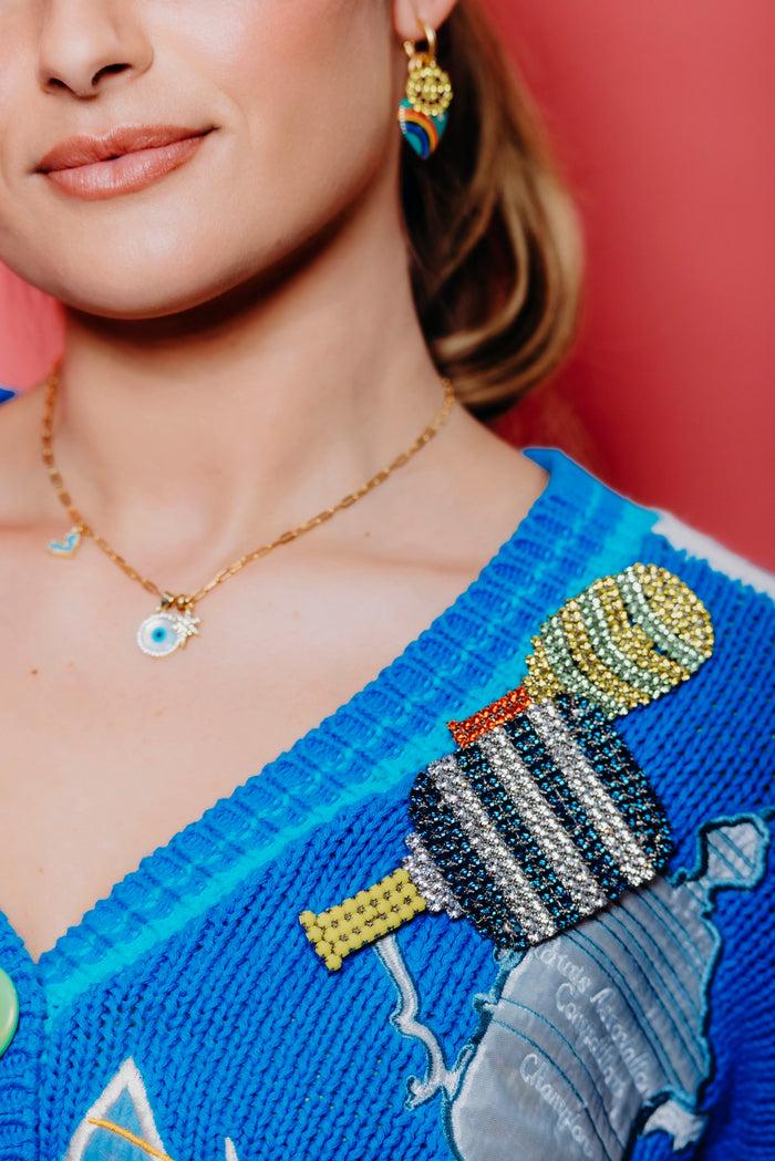 Elizabeth Cole Pickleball Racket Pin Pin Turquoise