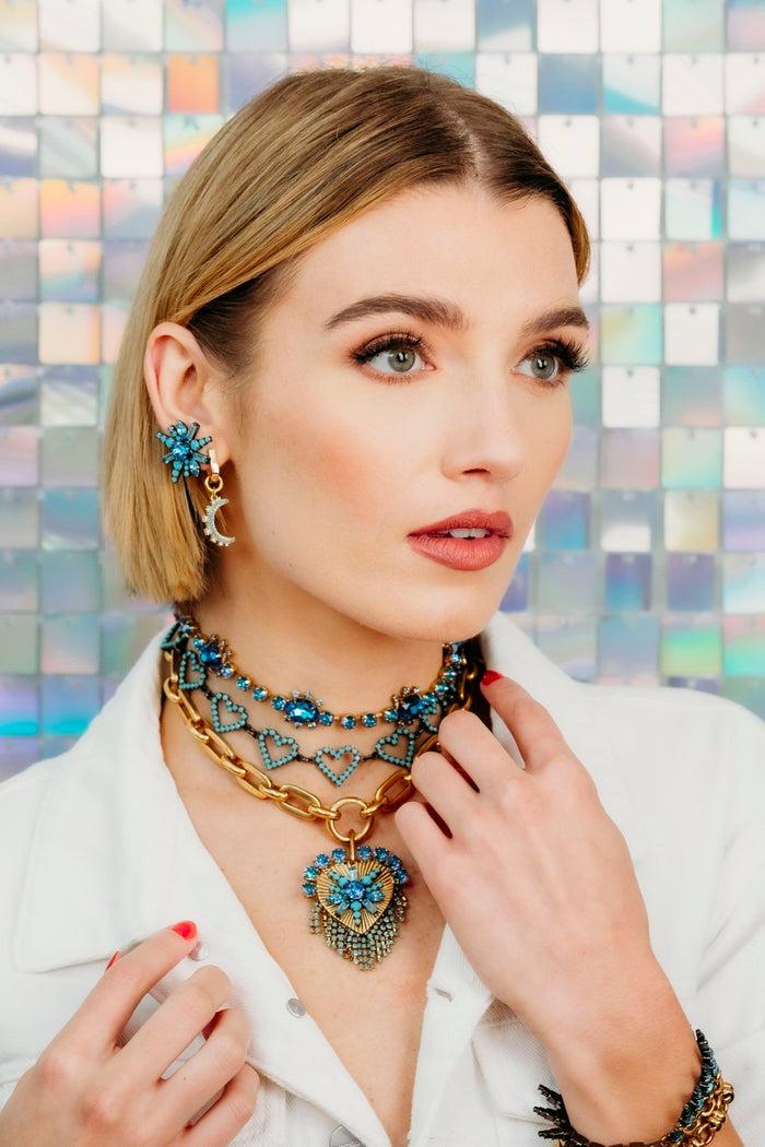 Elizabeth Cole Ravi Earrings Blue