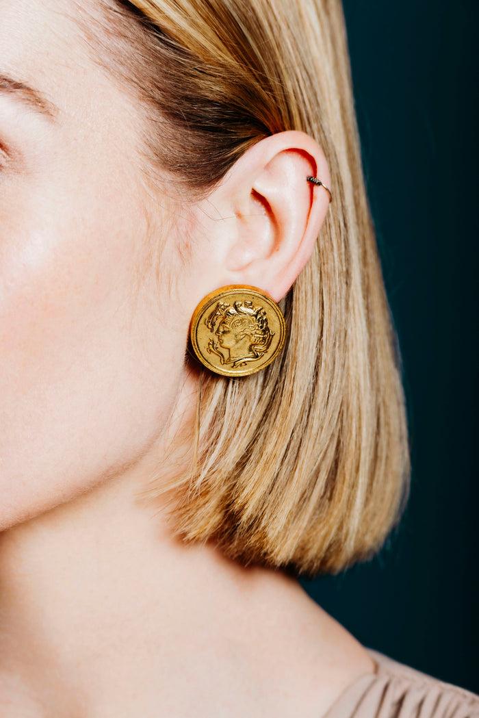 Elizabeth Cole Regina Earrings Gold