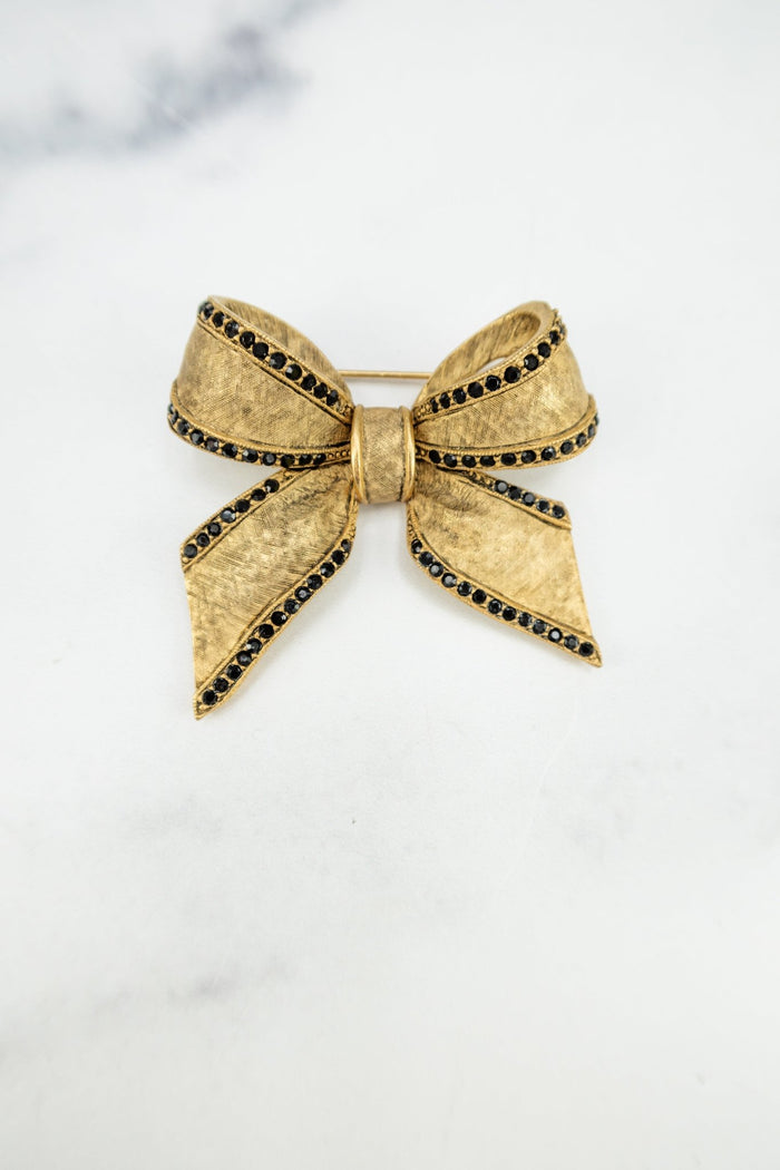 Elizabeth Cole Ribbon Pin Crystal