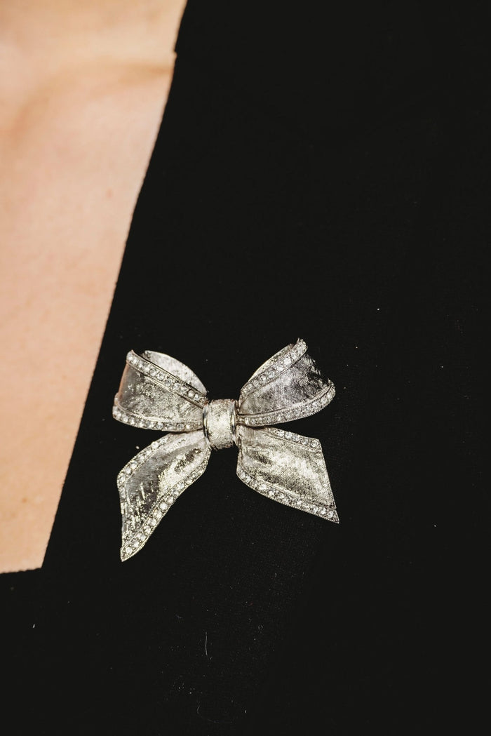 Elizabeth Cole Ribbon Pin Crystal