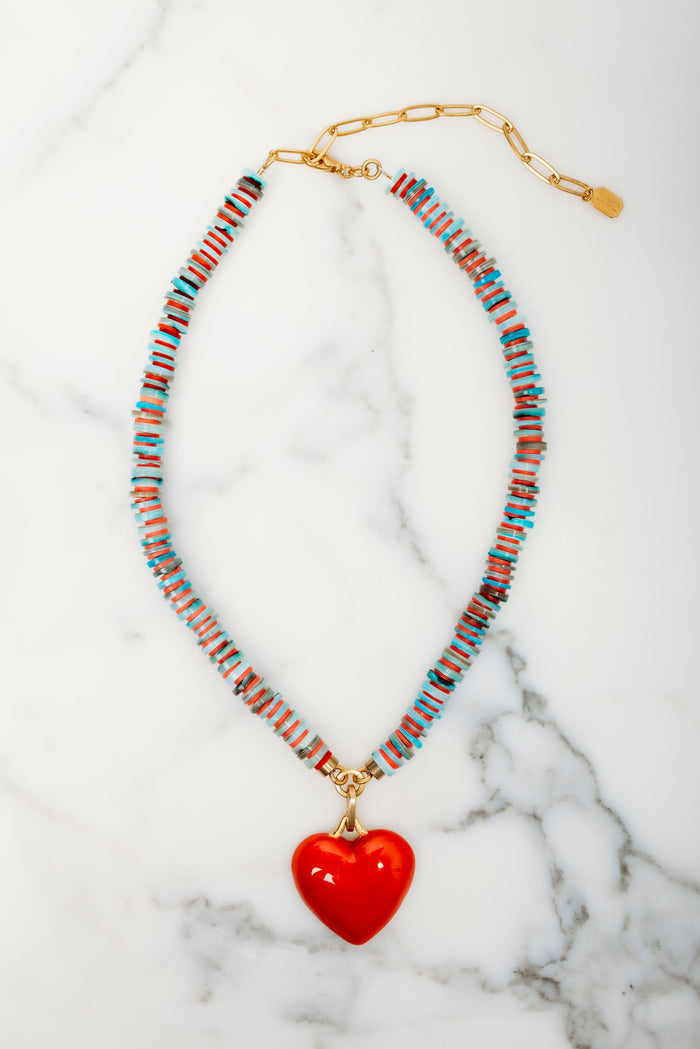 elizabeth cole Rosalind Necklace Turquoise Red