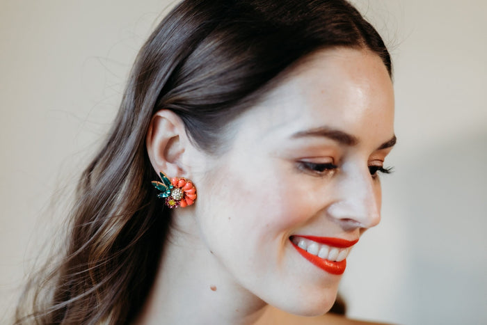 Elizabeth Cole Rosette Earrings Multi
