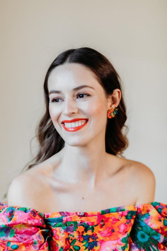 Elizabeth Cole Rosette Earrings Multi