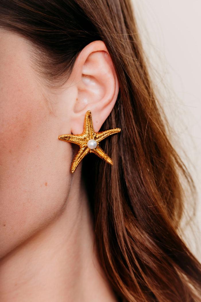 Elizabeth Cole Seastar Earrings Gold