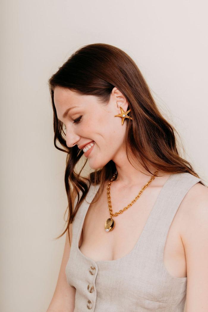 Elizabeth Cole Seastar Earrings Gold