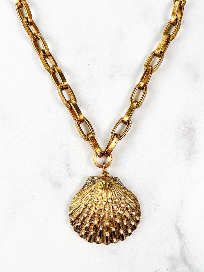 Elizabeth Cole Shelly Necklace Gold