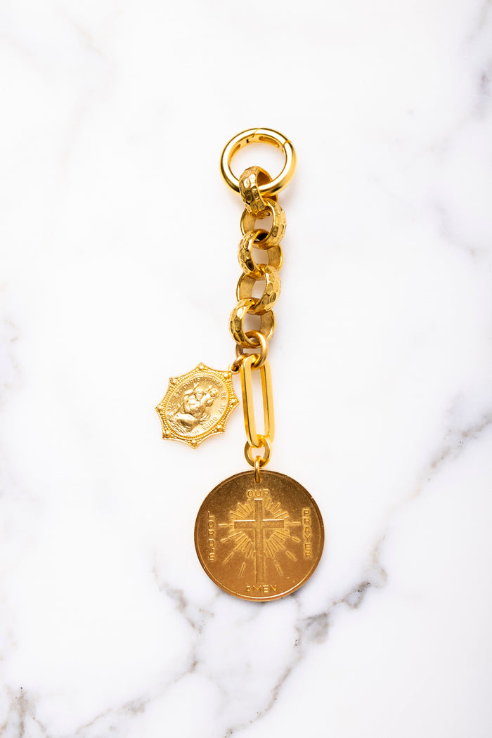 Elizabeth Cole St. Christopher Bag Charm Gold