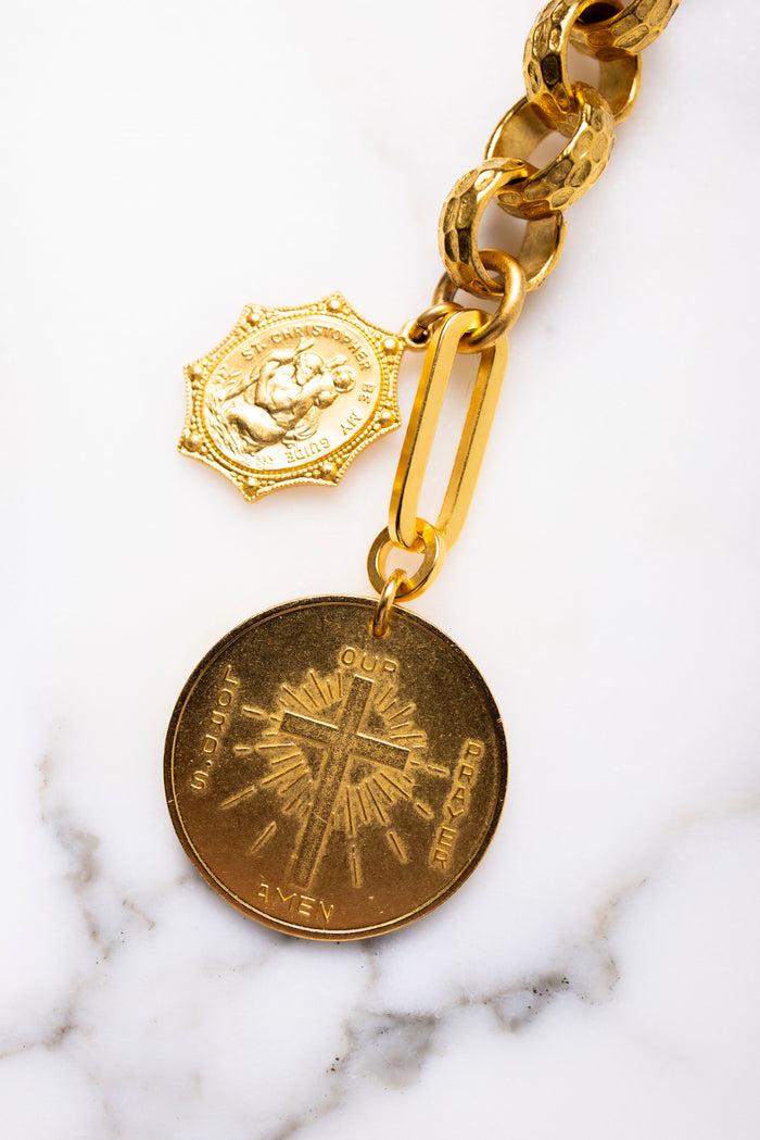 elizabeth cole St. Christopher Bag Charm Gold