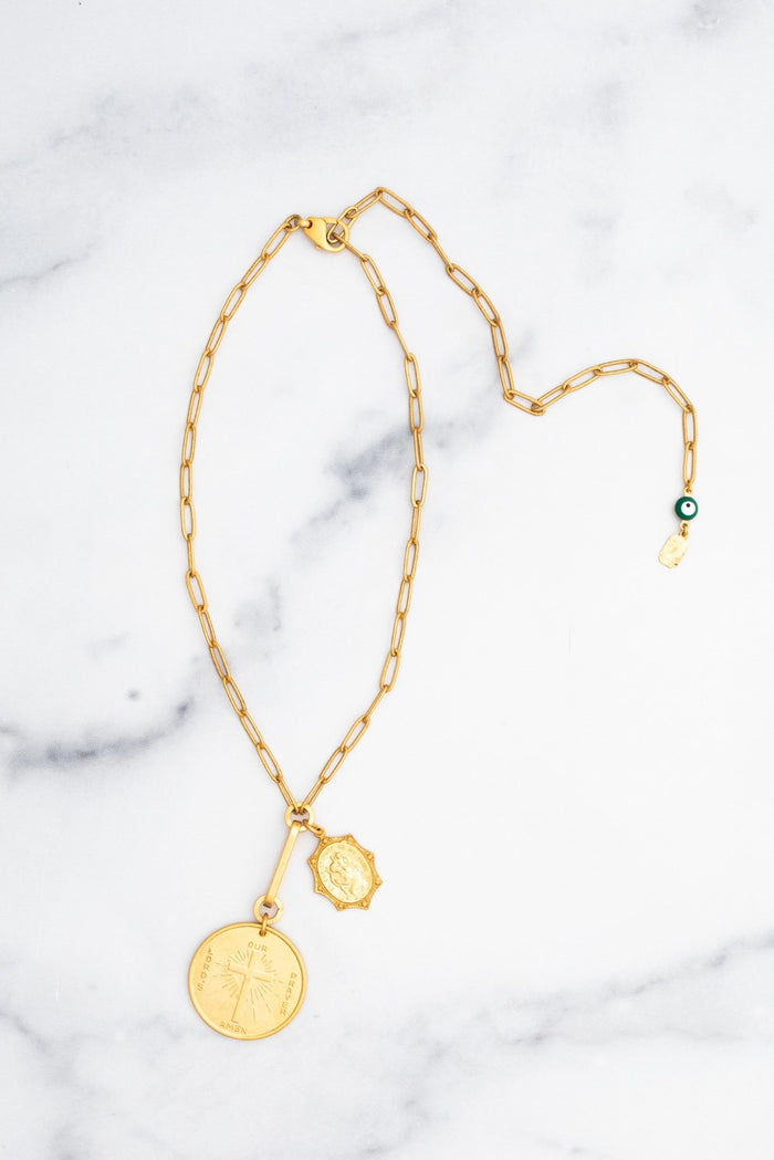 elizabeth cole St. Christopher Necklace Golden Glow