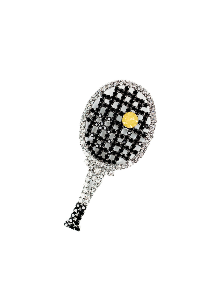Elizabeth Cole Tennis Racquet Pin Crystal