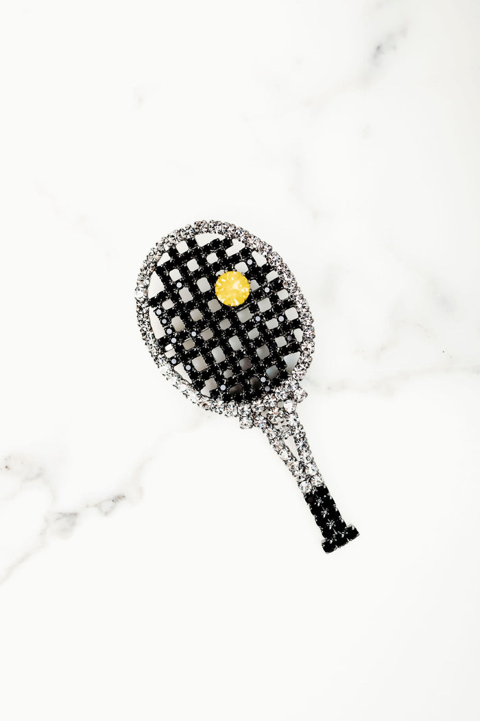 elizabeth cole Tennis Racquet Pin Crystal