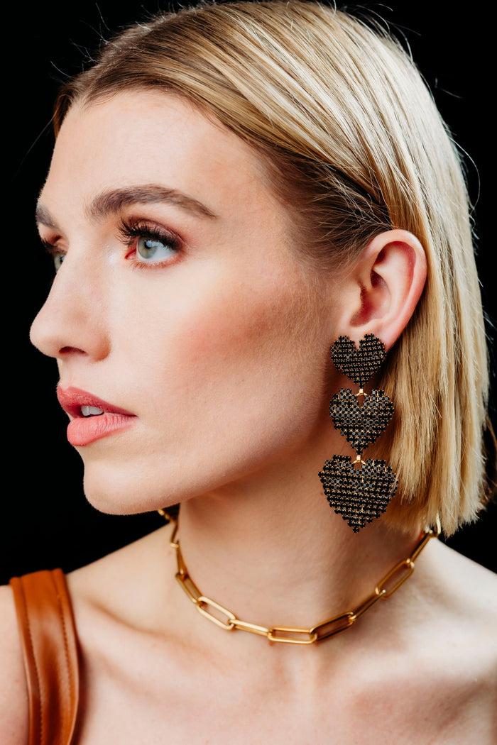 Elizabeth Cole Valentina Earrings Black