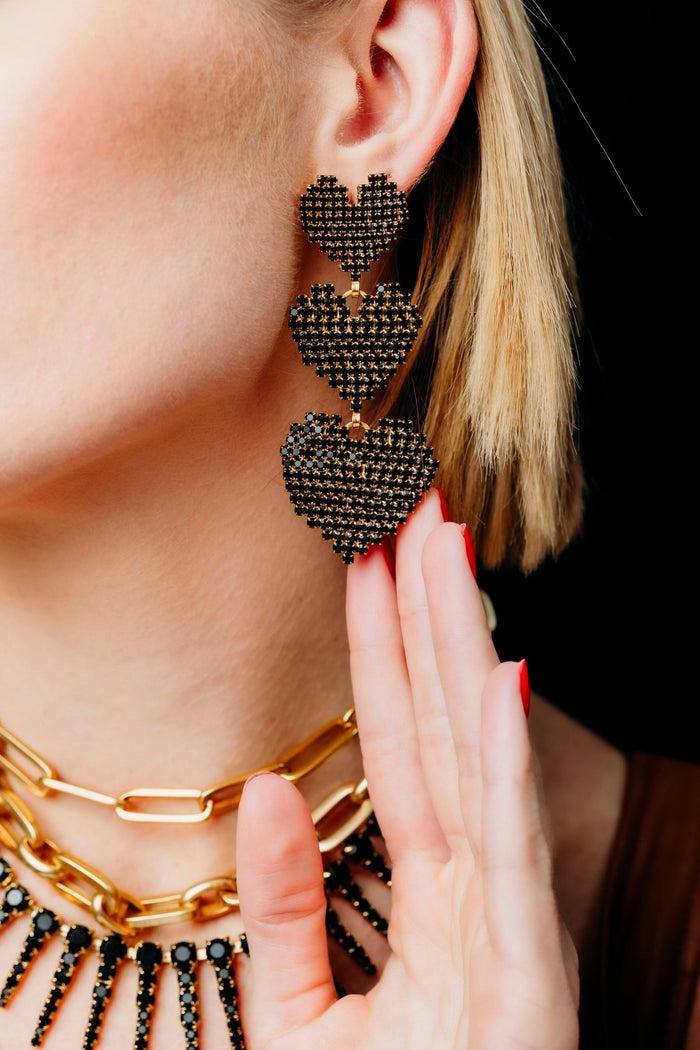 Elizabeth Cole Valentina Earrings Black