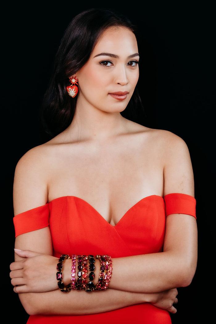 Elizabeth Cole Love Me Earrings Turquoise With Crystal