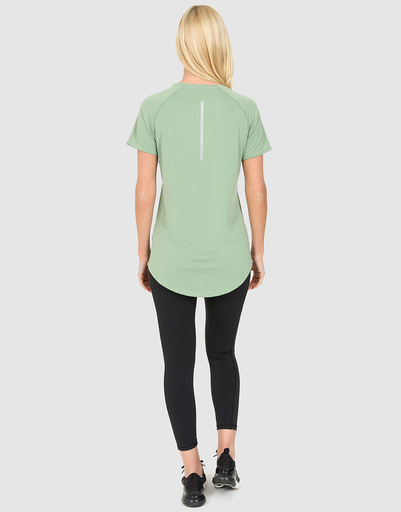 Elle Sportswear ELLE Sport Long Line Performance T-Shirt - Hedge Green