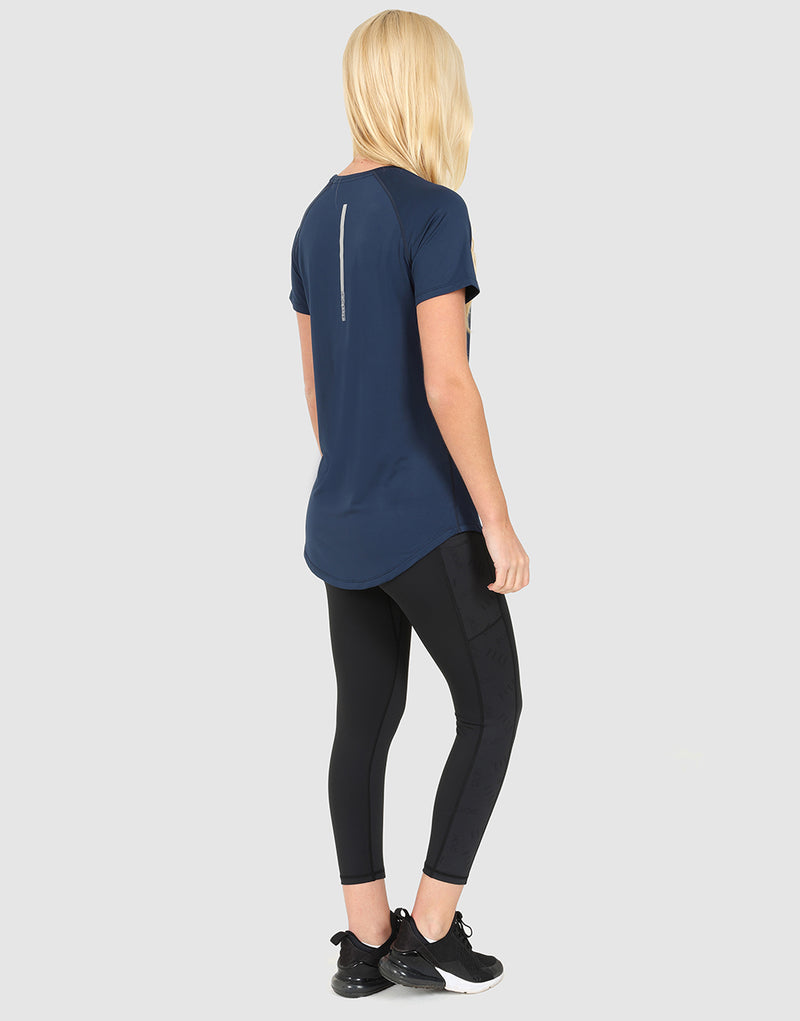 Elle Sportswear ELLE Sport Long Line Performance T-Shirt - Navy