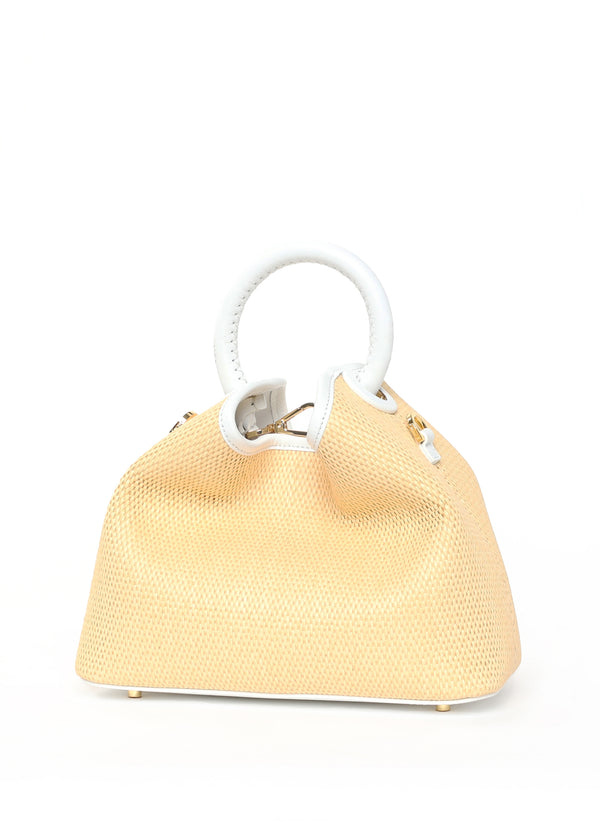 Elleme Baozi Raffia/Leather Natural/White