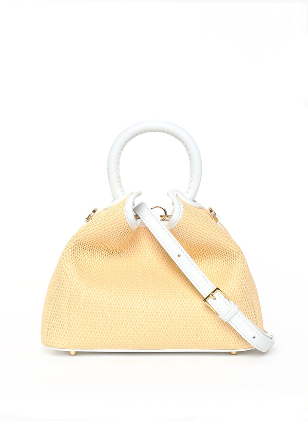 Elleme Baozi Raffia/Leather Natural/White