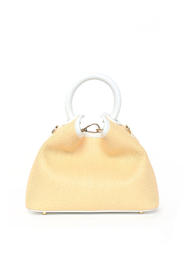 elleme Baozi Raffia/Leather Natural/White