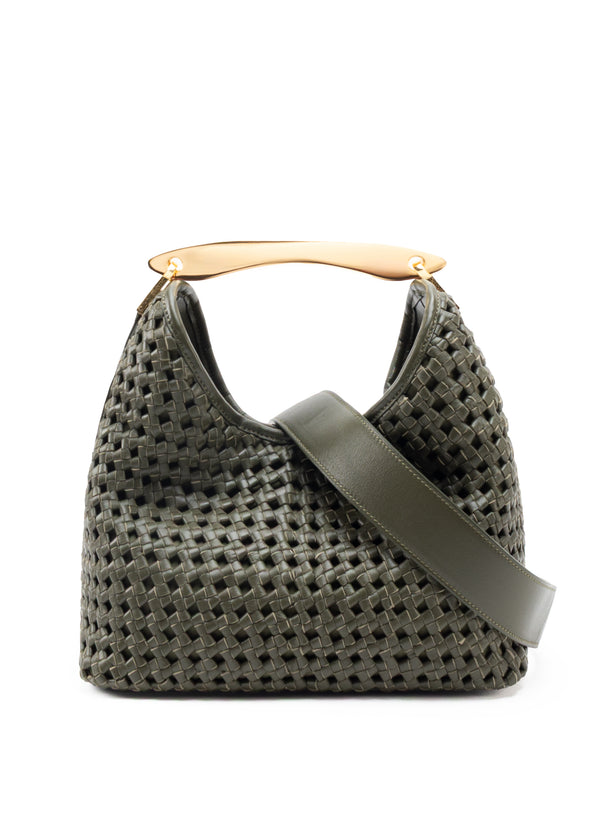 Elleme Boomerang Woven Leather Olive Green
