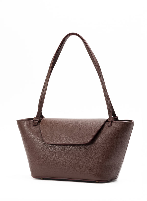 Elleme Courrier Tote Pebbled Leather Dark Brown
