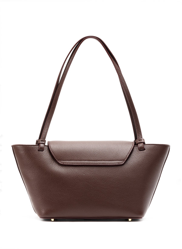 Elleme Courrier Tote Pebbled Leather Dark Brown
